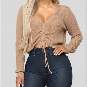 Fashion Nova- “Pull My Strings Sweater” In mocha.